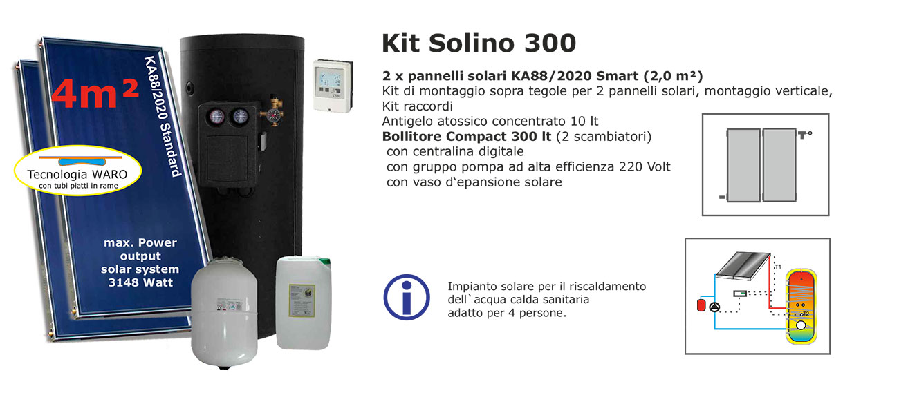 Kit solare termico con pannelli WALLNOFER KA88/2020 SMART